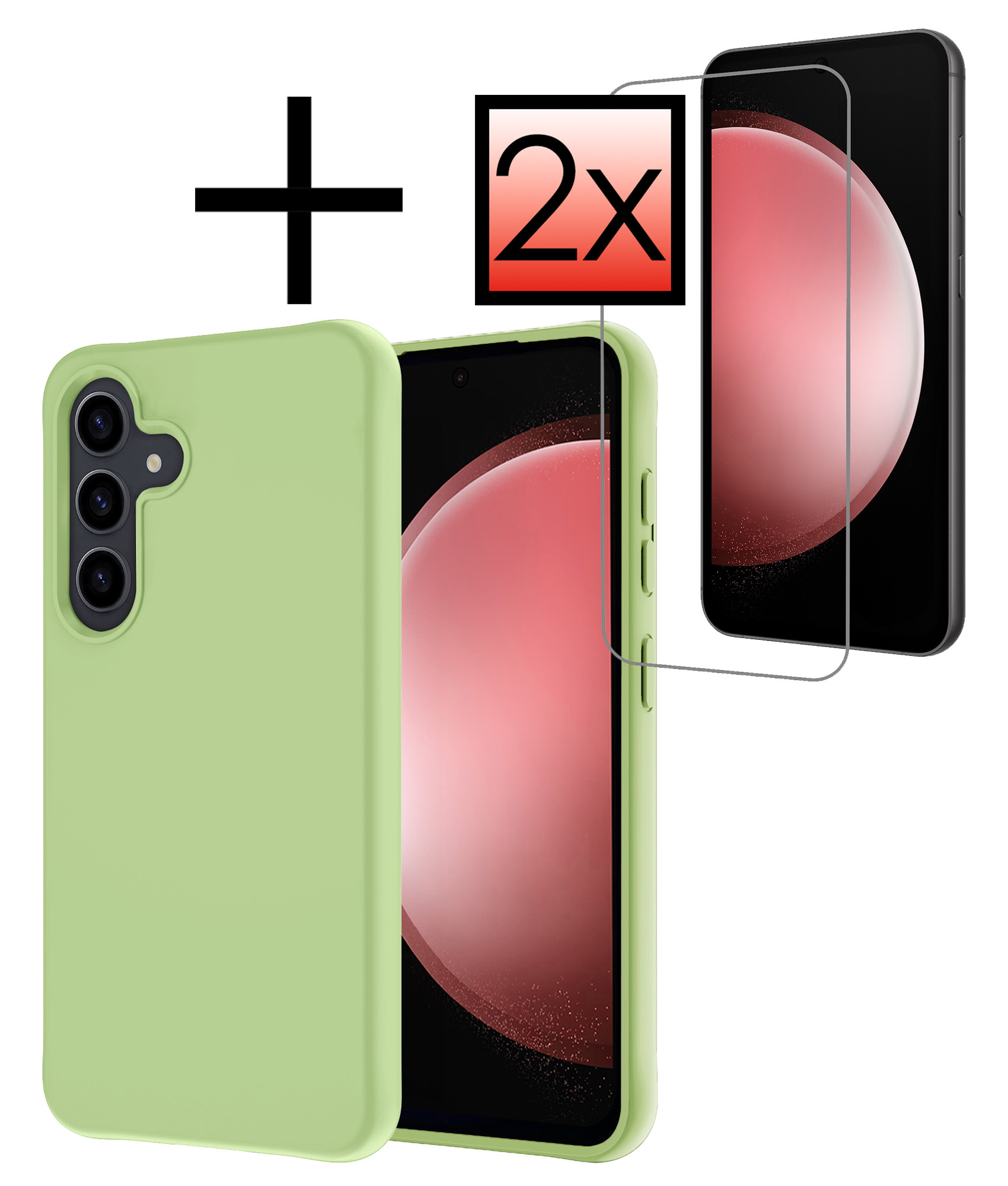 NoXx Hoes Geschikt voor Samsung S23 FE Hoesje Cover Siliconen Back Case Hoes Met 2x Screenprotector - Groen