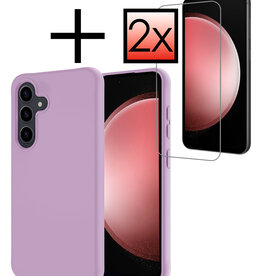 NoXx NoXx Samsung Galaxy S23 FE Hoesje Siliconen Met 2x Screenprotector - Lila