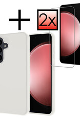 NoXx Hoes Geschikt voor Samsung S23 FE Hoesje Cover Siliconen Back Case Hoes Met 2x Screenprotector - Wit