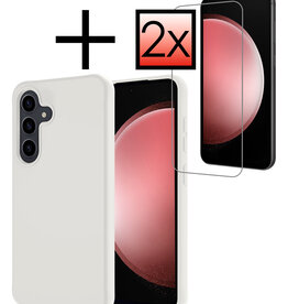 NoXx NoXx Samsung Galaxy S23 FE Hoesje Siliconen Met 2x Screenprotector - Wit