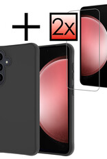NoXx Hoes Geschikt voor Samsung S23 FE Hoesje Cover Siliconen Back Case Hoes Met 2x Screenprotector - Zwart