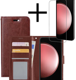 NoXx NoXx Samsung Galaxy S23 FE Hoesje Bookcase Met Screenprotector - Bruin