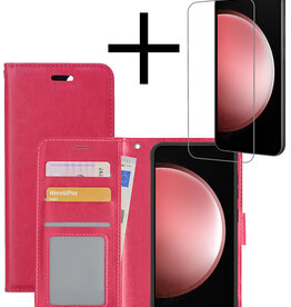 NoXx NoXx Samsung Galaxy S23 FE Hoesje Bookcase Met Screenprotector - Donkerroze