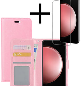 NoXx NoXx Samsung Galaxy S23 FE Hoesje Bookcase Met Screenprotector - Lichtroze