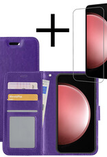 NoXx Hoes Geschikt voor Samsung S23 FE Hoesje Book Case Hoes Flip Cover Wallet Bookcase Met Screenprotector - Paars