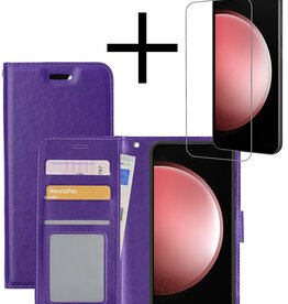 NoXx NoXx Samsung Galaxy S23 FE Hoesje Bookcase Met Screenprotector - Paars