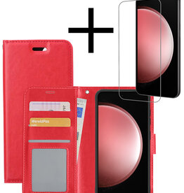 NoXx NoXx Samsung Galaxy S23 FE Hoesje Bookcase Met Screenprotector - Rood