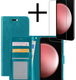 NoXx NoXx Samsung Galaxy S23 FE Hoesje Bookcase Met Screenprotector - Turquoise