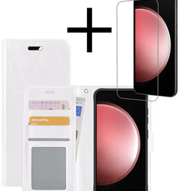 NoXx NoXx Samsung Galaxy S23 FE Hoesje Bookcase Met Screenprotector - Wit