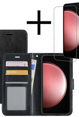 NoXx Hoes Geschikt voor Samsung S23 FE Hoesje Book Case Hoes Flip Cover Wallet Bookcase Met Screenprotector - Zwart