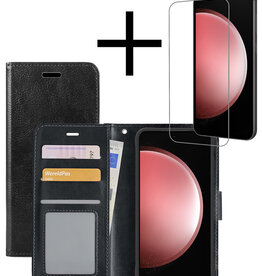 NoXx NoXx Samsung Galaxy S23 FE Hoesje Bookcase Met Screenprotector - Zwart