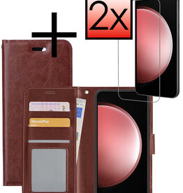 NoXx NoXx Samsung Galaxy S23 FE Hoesje Bookcase Met 2x Screenprotector - Bruin