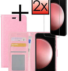 NoXx NoXx Samsung Galaxy S23 FE Hoesje Bookcase Met 2x Screenprotector - Lichtroze