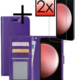 NoXx NoXx Samsung Galaxy S23 FE Hoesje Bookcase Met 2x Screenprotector - Paars