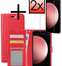 NoXx NoXx Samsung Galaxy S23 FE Hoesje Bookcase Met 2x Screenprotector - Rood