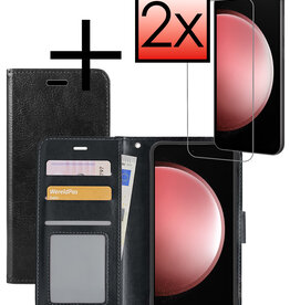 NoXx NoXx Samsung Galaxy S23 FE Hoesje Bookcase Met 2x Screenprotector - Zwart