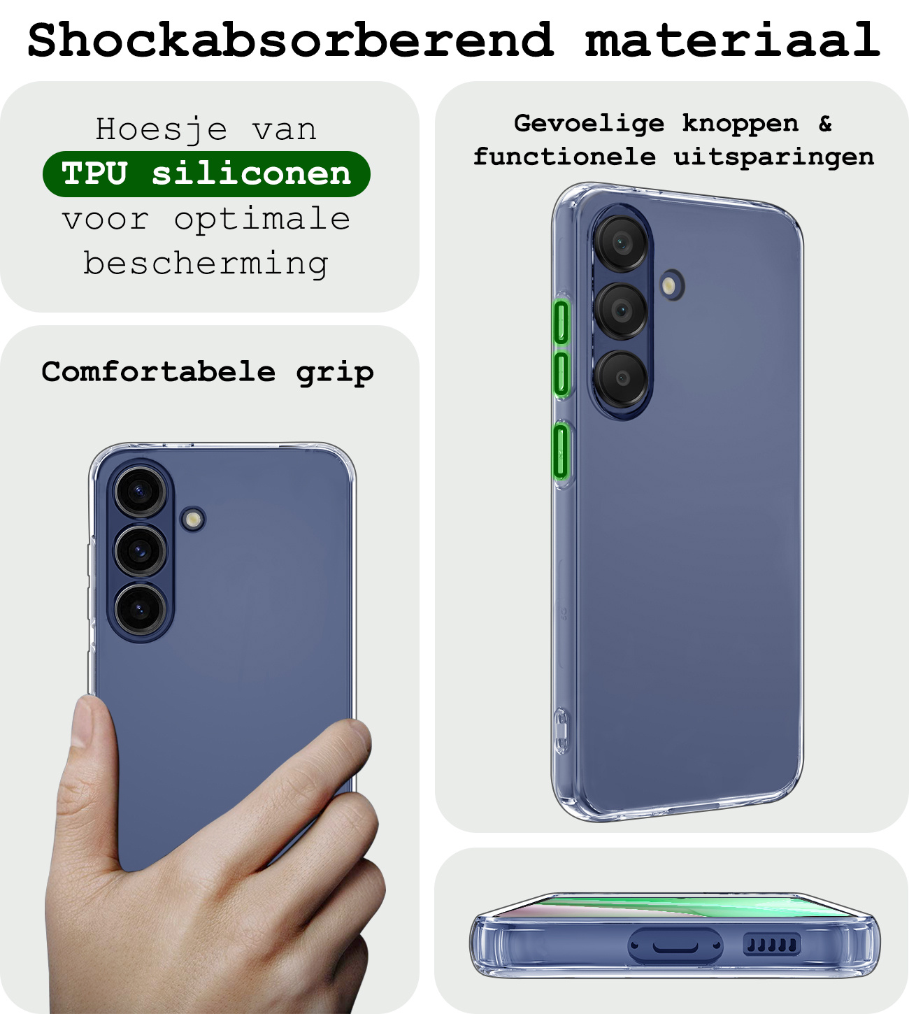 BASEY. Hoes Geschikt voor Samsung A15 Hoesje Siliconen Back Cover Case - Hoesje Geschikt voor Samsung Galaxy A15 Hoes Cover Hoesje - Transparant