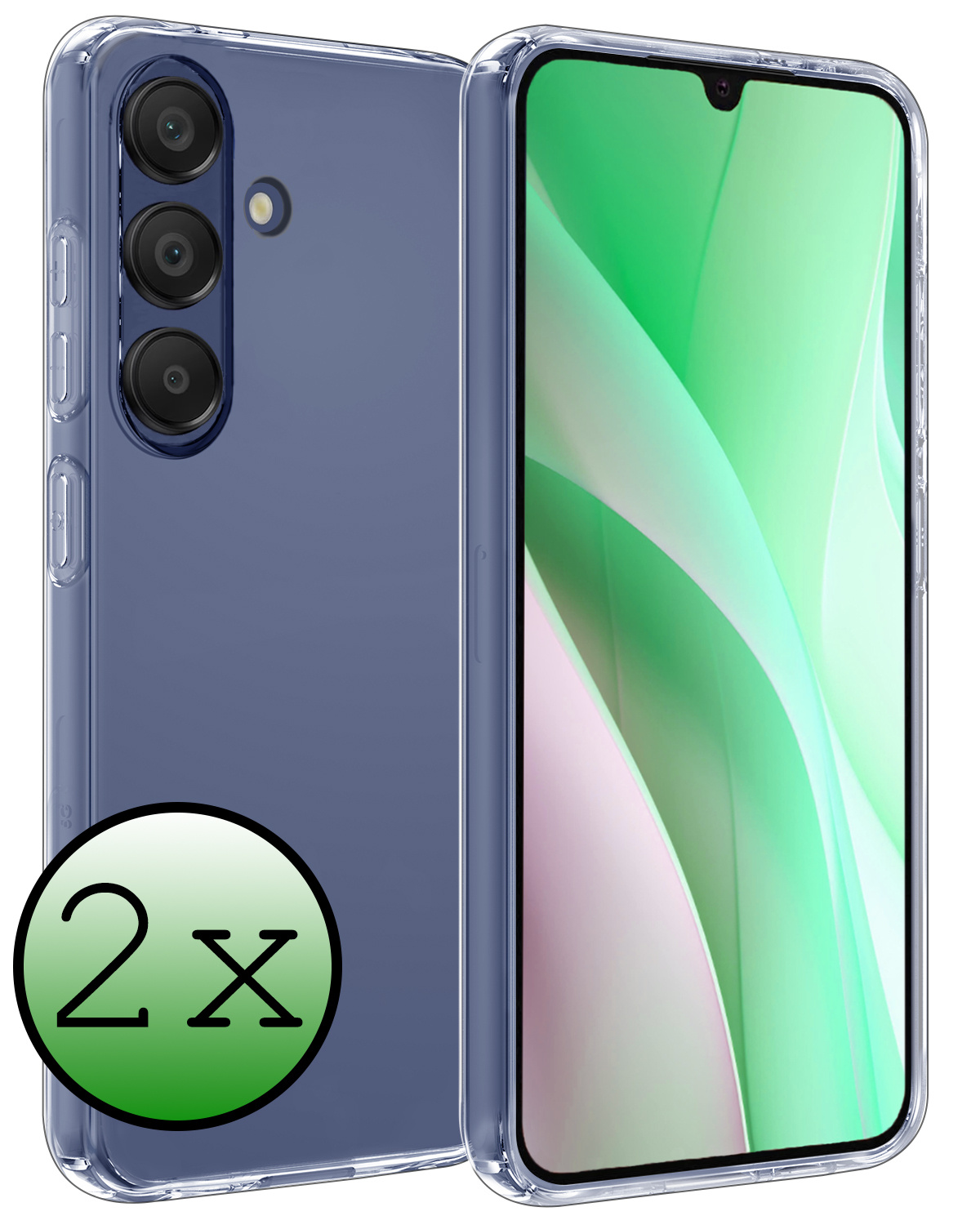 BASEY. Hoes Geschikt voor Samsung A15 Hoesje Siliconen Back Cover Case - Hoesje Geschikt voor Samsung Galaxy A15 Hoes Cover Hoesje - Transparant - 2 Stuks