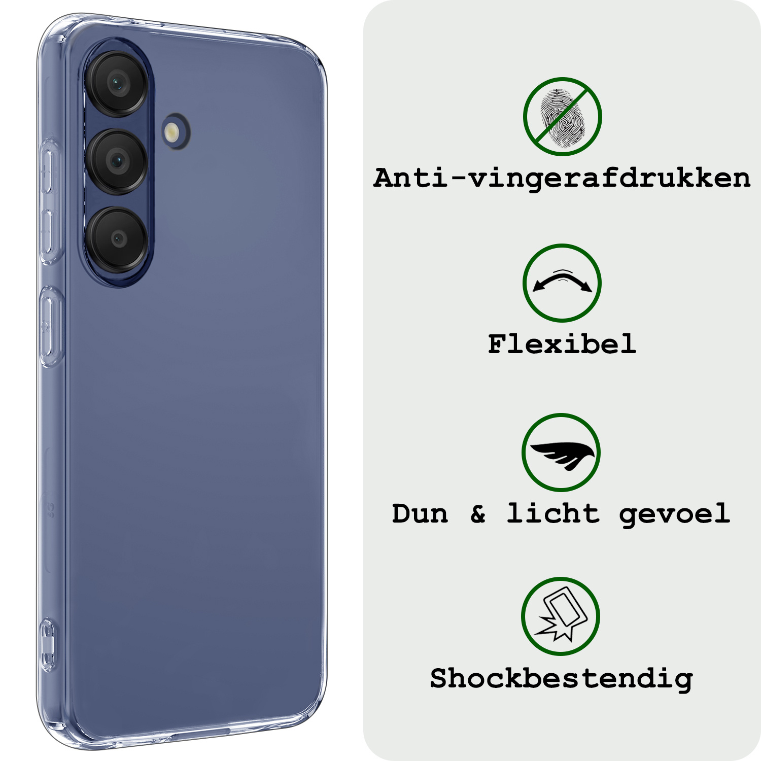 BASEY. Hoes Geschikt voor Samsung A15 Hoesje Siliconen Back Cover Case Met Screenprotector - Hoesje Geschikt voor Samsung Galaxy A15 Hoes Cover Hoesje - Transparant