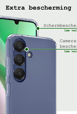 BASEY. Hoes Geschikt voor Samsung A15 Hoesje Siliconen Back Cover Case Met 2x Screenprotector - Hoesje Geschikt voor Samsung Galaxy A15 Hoes Cover Hoesje - Transparant