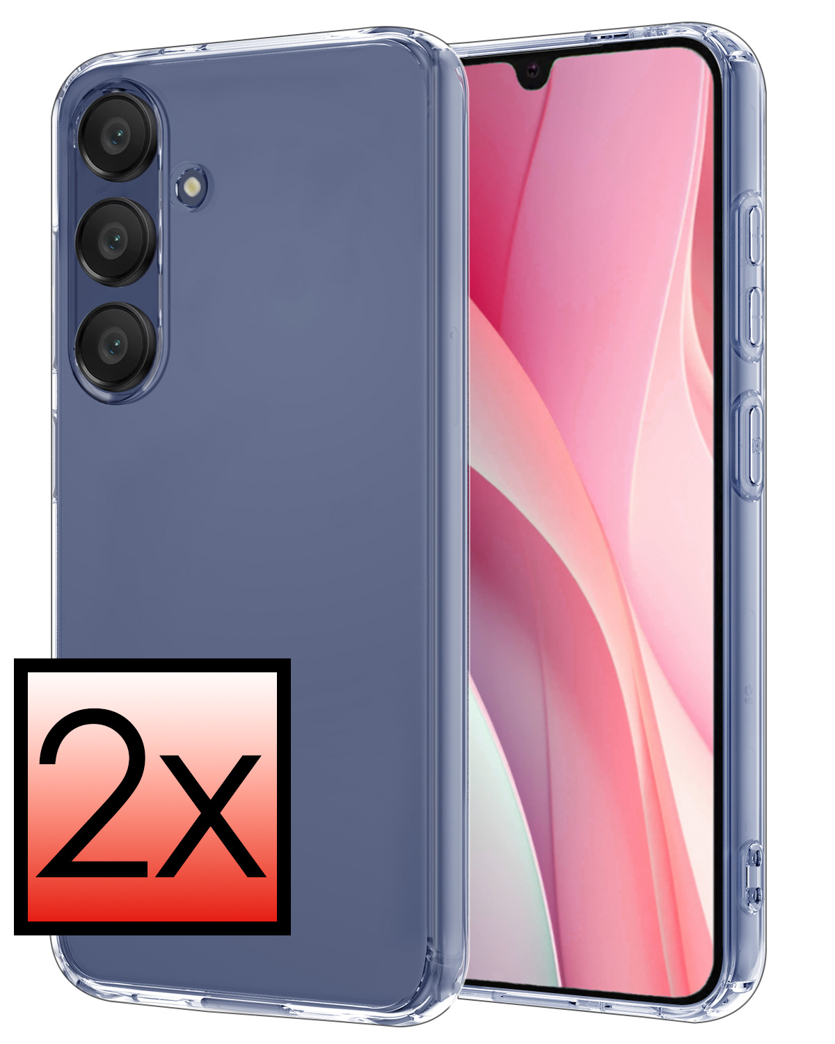 NoXx Hoes Geschikt voor Samsung A15 Hoesje Cover Siliconen Back Case Hoes - Transparant - 2x