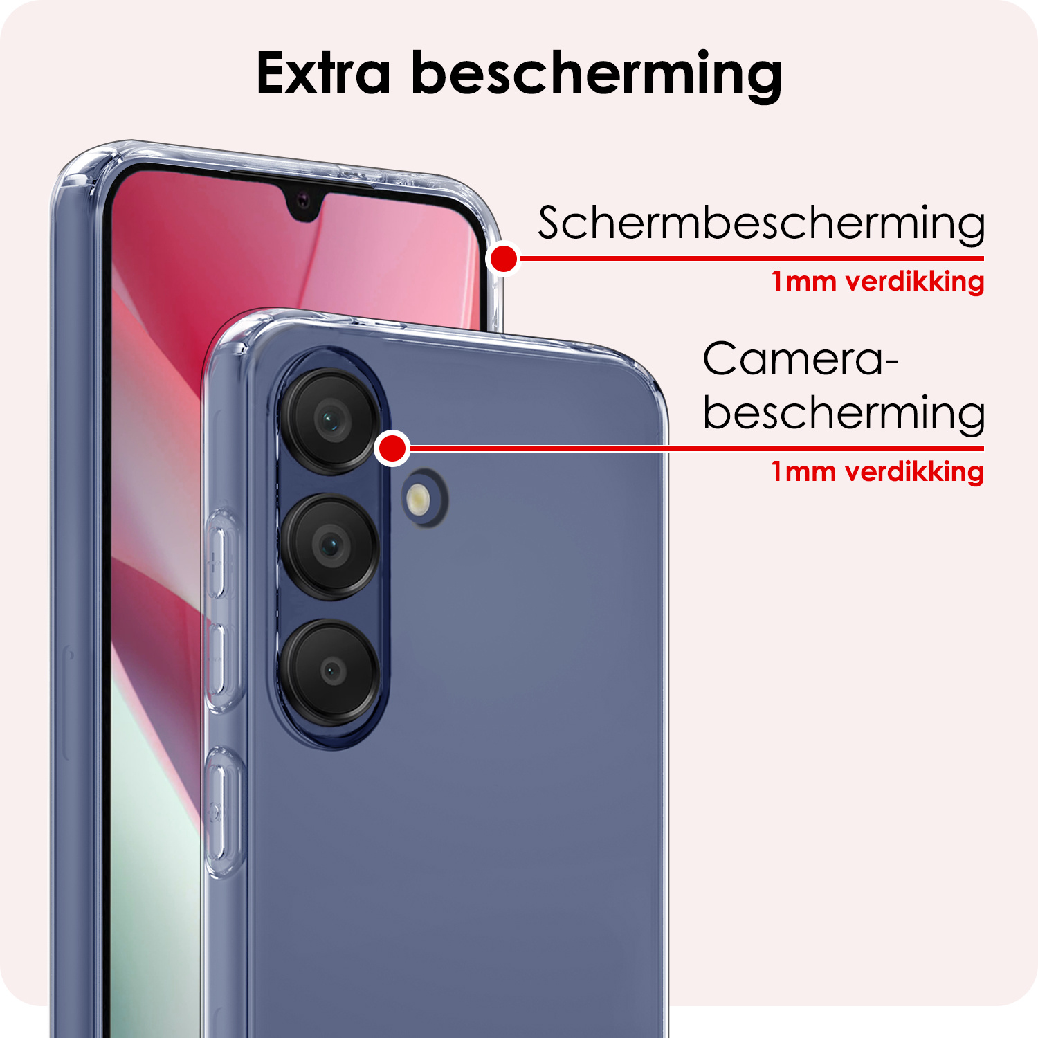 NoXx Hoes Geschikt voor Samsung A15 Hoesje Cover Siliconen Back Case Hoes - Transparant - 2x