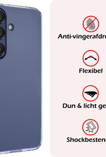 NoXx Hoes Geschikt voor Samsung A15 Hoesje Cover Siliconen Back Case Hoes Met Screenprotector - Transparant