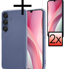 NoXx NoXx Samsung Galaxy A15 Hoesje Siliconen Met 2x Screenprotector - Transparant