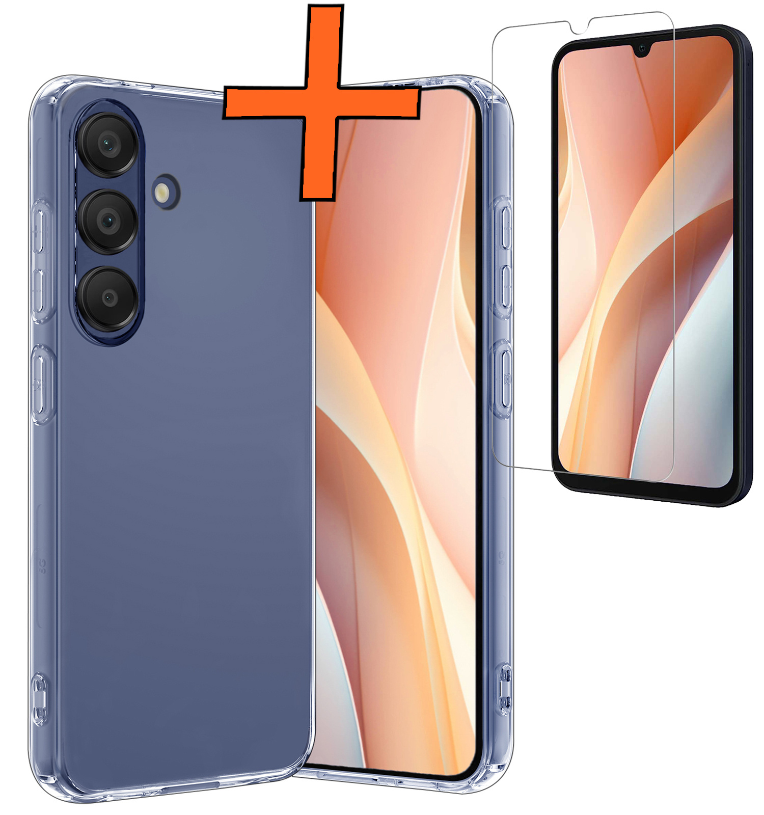 Nomfy Hoesje Geschikt voor Samsung A15 Hoesje Siliconen Cover Case Met Screenprotector - Hoes Geschikt voor Samsung Galaxy A15 Hoes Back Case - Transparant