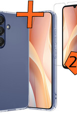 Nomfy Hoesje Geschikt voor Samsung A15 Hoesje Siliconen Cover Case Met 2x Screenprotector - Hoes Geschikt voor Samsung Galaxy A15 Hoes Back Case - Transparant