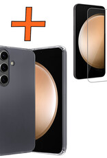 Nomfy Hoesje Geschikt voor Samsung S23 FE Hoesje Siliconen Cover Case Met Screenprotector - Hoes Geschikt voor Samsung Galaxy S23 FE Hoes Back Case - Transparant