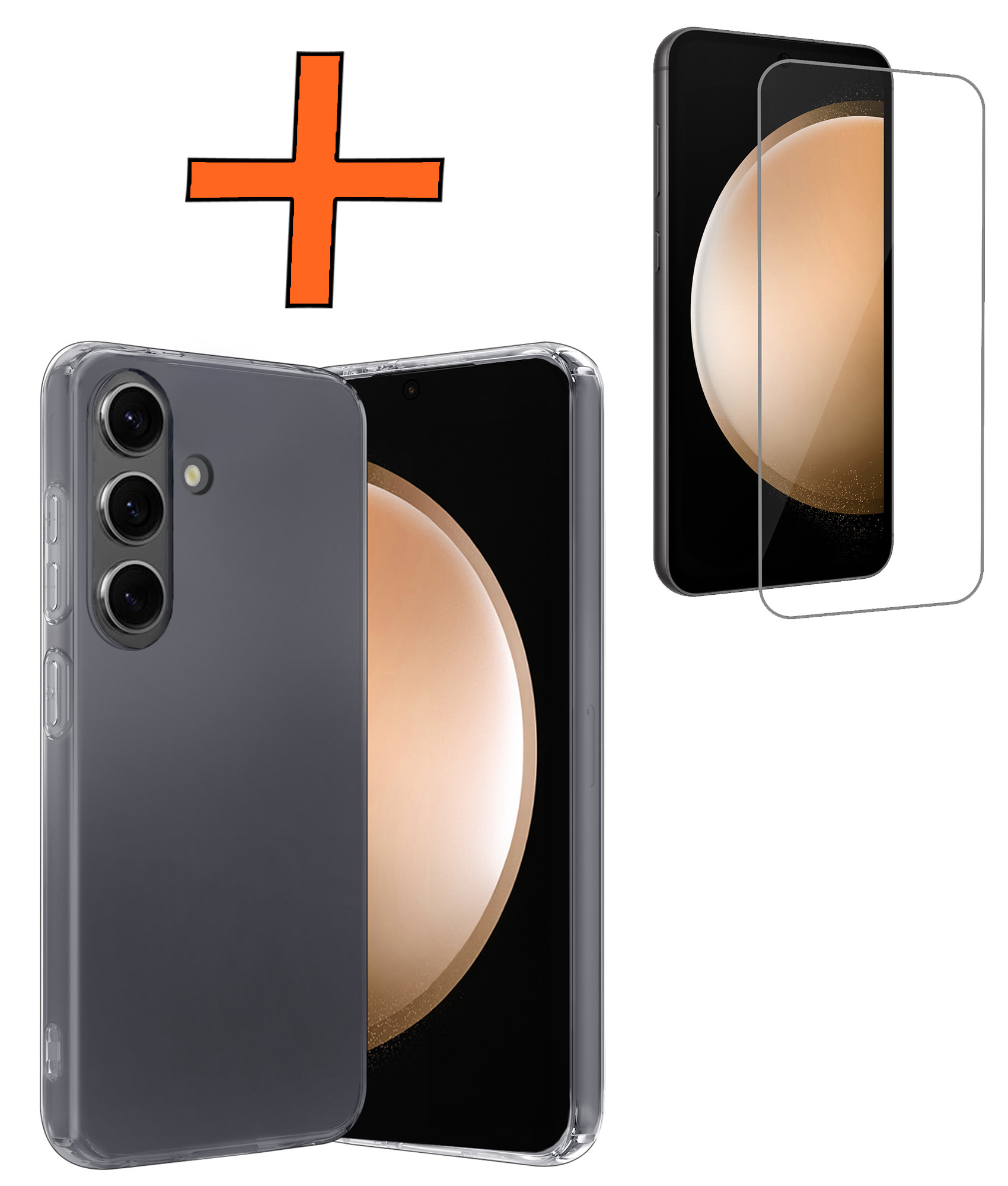 Nomfy Hoesje Geschikt voor Samsung S23 FE Hoesje Siliconen Cover Case Met Screenprotector - Hoes Geschikt voor Samsung Galaxy S23 FE Hoes Back Case - Transparant