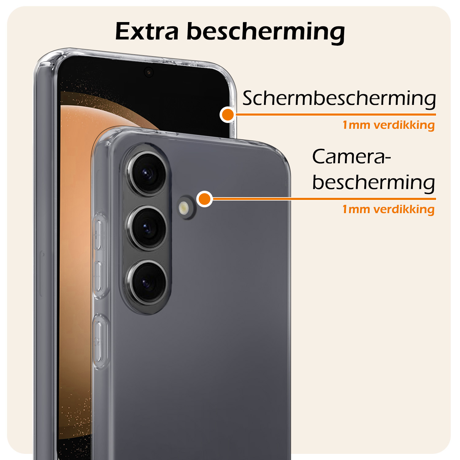 Nomfy Hoesje Geschikt voor Samsung S23 FE Hoesje Siliconen Cover Case Met Screenprotector - Hoes Geschikt voor Samsung Galaxy S23 FE Hoes Back Case - Transparant