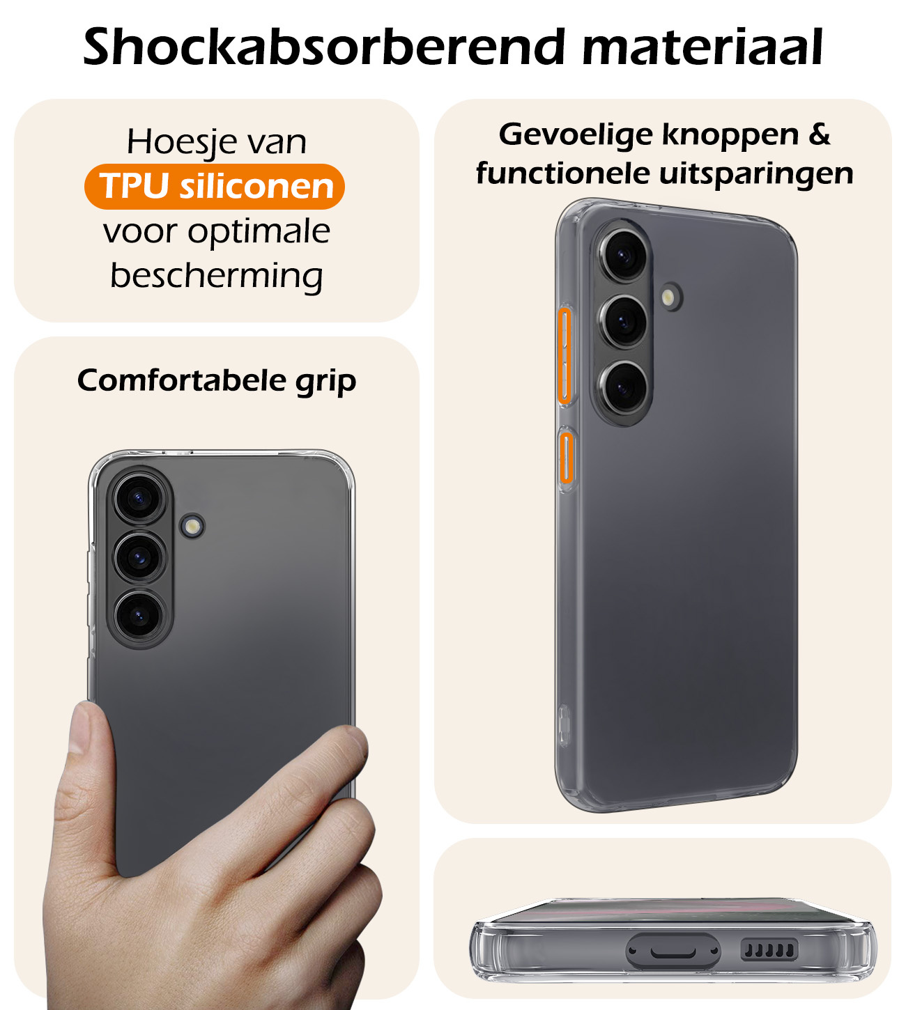 Nomfy Hoesje Geschikt voor Samsung S23 FE Hoesje Siliconen Cover Case Met Screenprotector - Hoes Geschikt voor Samsung Galaxy S23 FE Hoes Back Case - Transparant