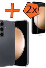 Nomfy Hoesje Geschikt voor Samsung S23 FE Hoesje Siliconen Cover Case Met 2x Screenprotector - Hoes Geschikt voor Samsung Galaxy S23 FE Hoes Back Case - Transparant