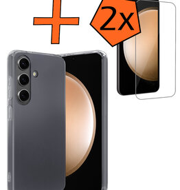Nomfy Nomfy Samsung Galaxy S23 FE Hoesje Siliconen Met 2x Screenprotector - Transparant