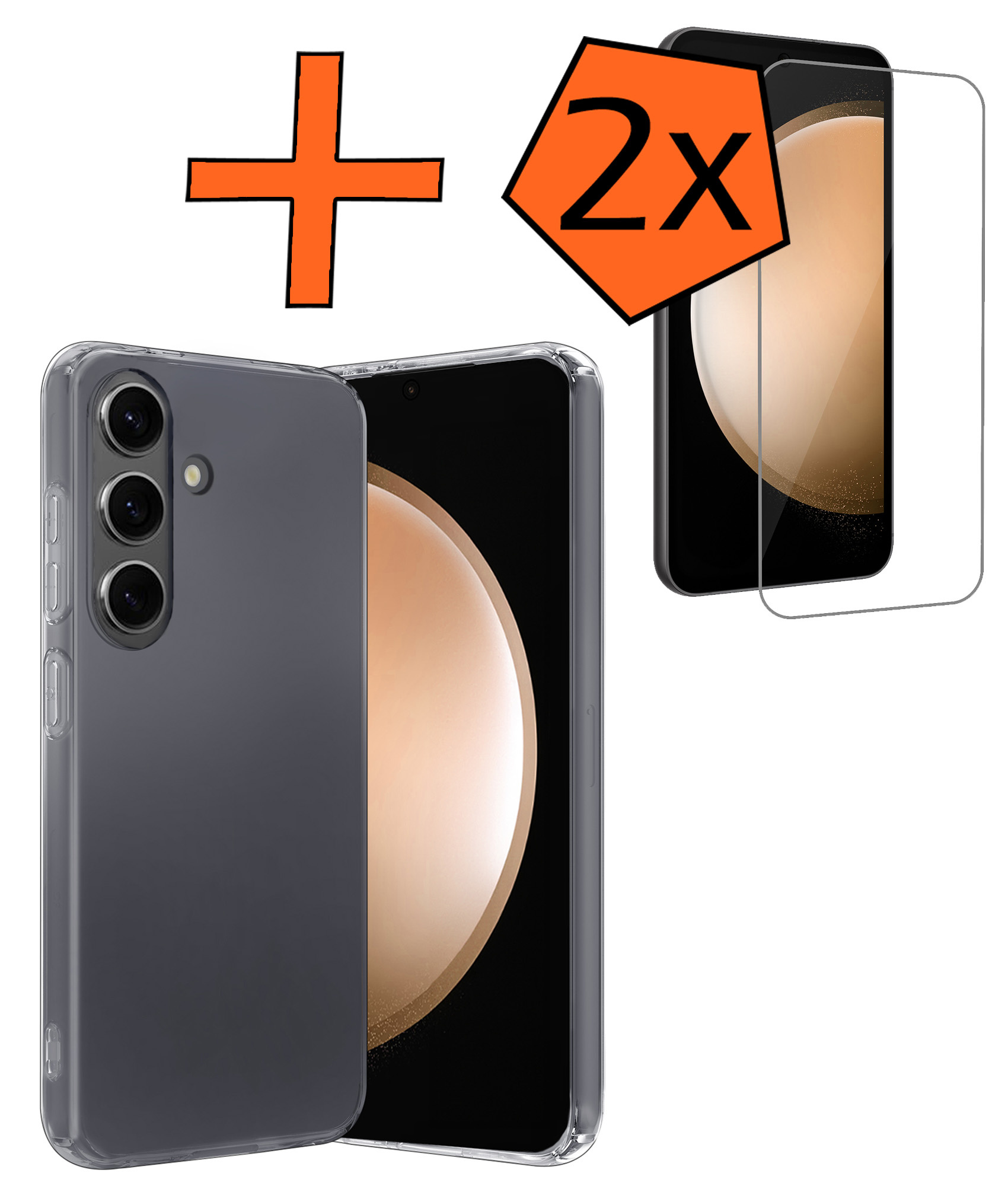 Nomfy Hoesje Geschikt voor Samsung S23 FE Hoesje Siliconen Cover Case Met 2x Screenprotector - Hoes Geschikt voor Samsung Galaxy S23 FE Hoes Back Case - Transparant