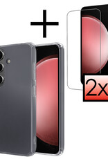 NoXx Hoes Geschikt voor Samsung S23 FE Hoesje Cover Siliconen Back Case Hoes Met 2x Screenprotector - Transparant
