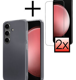 NoXx NoXx Samsung Galaxy S23 FE Hoesje Siliconen Met 2x Screenprotector - Transparant
