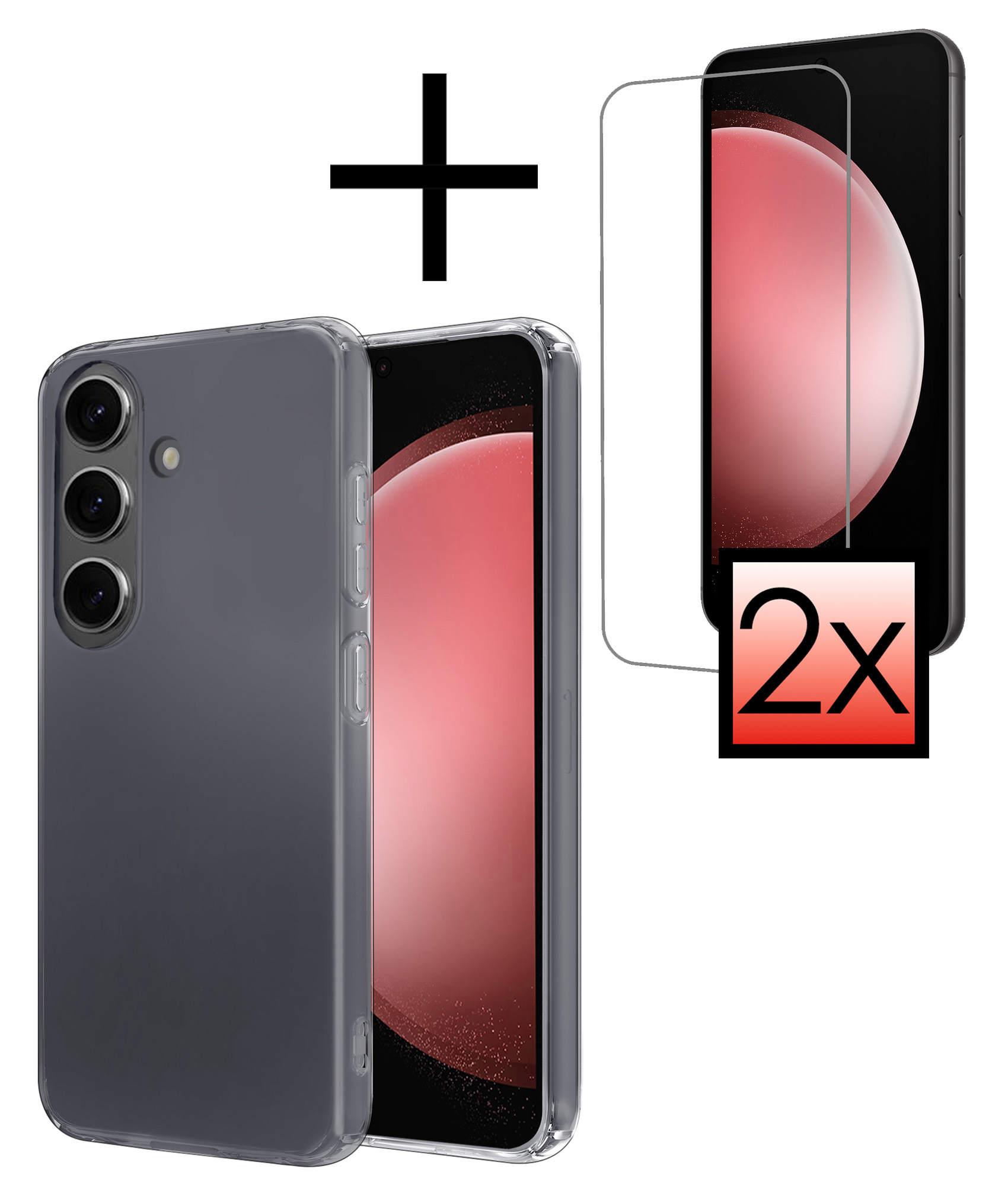 NoXx Hoes Geschikt voor Samsung S23 FE Hoesje Cover Siliconen Back Case Hoes Met 2x Screenprotector - Transparant