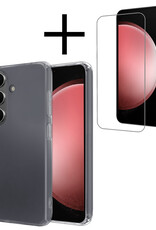 NoXx Hoes Geschikt voor Samsung S23 FE Hoesje Cover Siliconen Back Case Hoes Met Screenprotector - Transparant