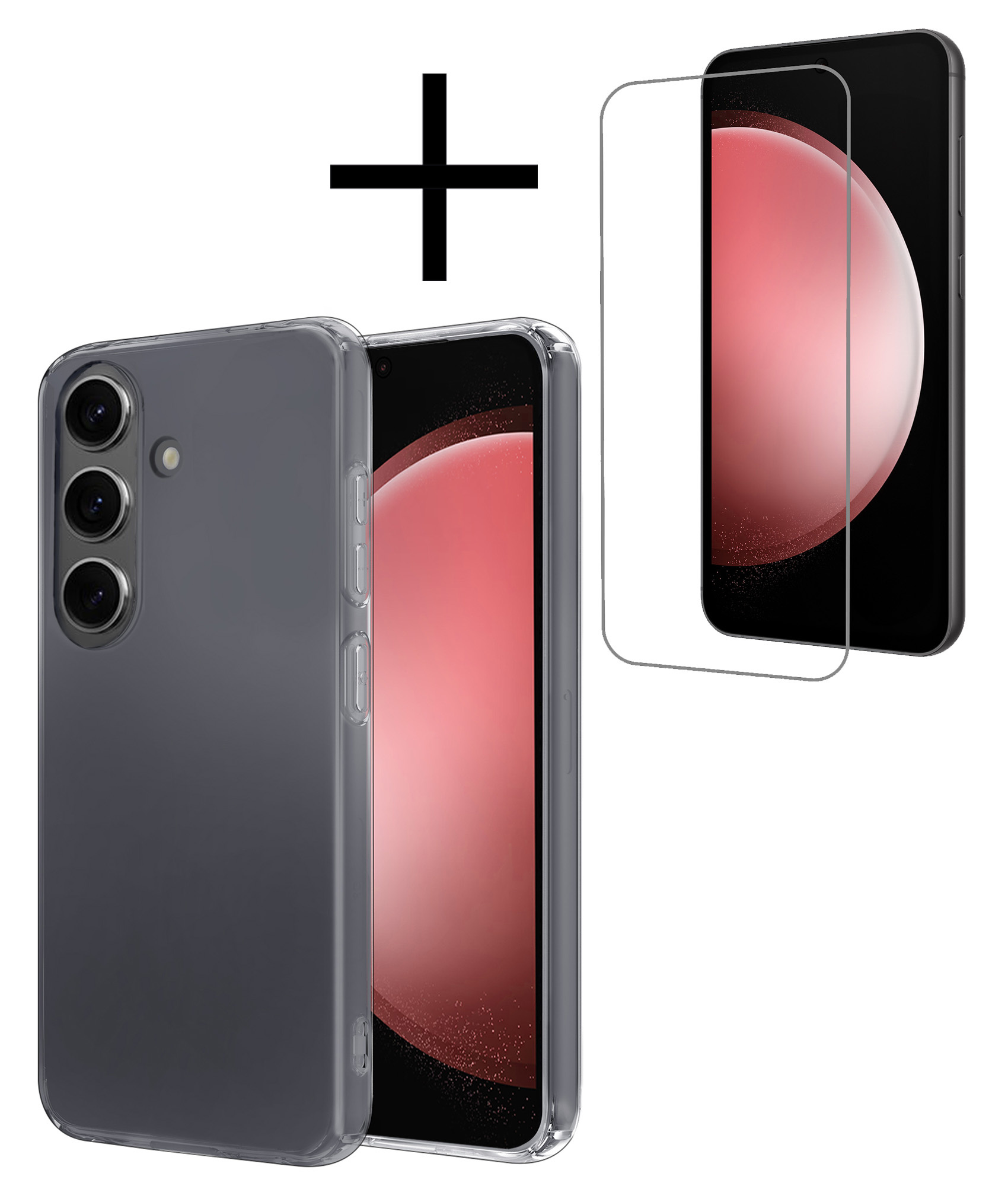 NoXx Hoes Geschikt voor Samsung S23 FE Hoesje Cover Siliconen Back Case Hoes Met Screenprotector - Transparant