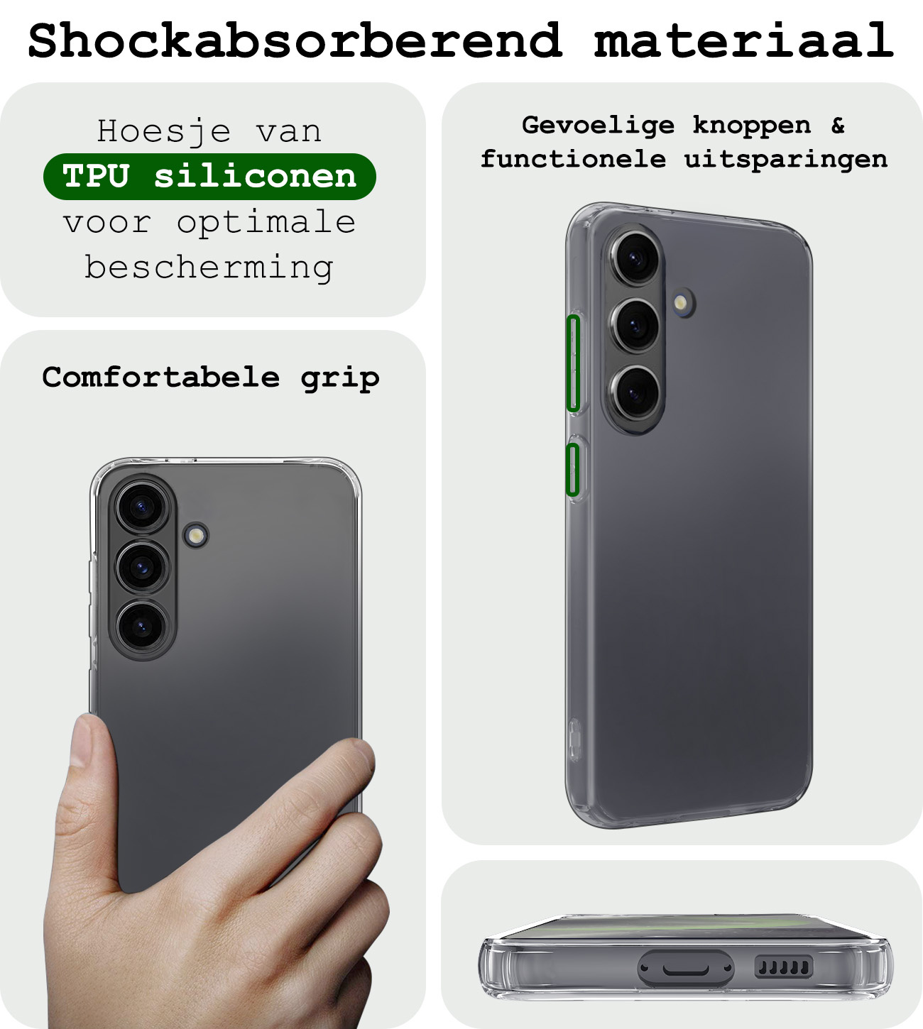 BASEY. Hoes Geschikt voor Samsung S23 FE Hoesje Siliconen Back Cover Case - Hoesje Geschikt voor Samsung Galaxy S23 FE Hoes Cover Hoesje - Transparant - 2 Stuks