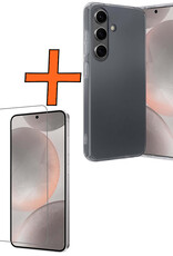 Nomfy Hoesje Geschikt voor Samsung S24 Hoesje Siliconen Cover Case Met Screenprotector - Hoes Geschikt voor Samsung Galaxy S24 Hoes Back Case - Transparant