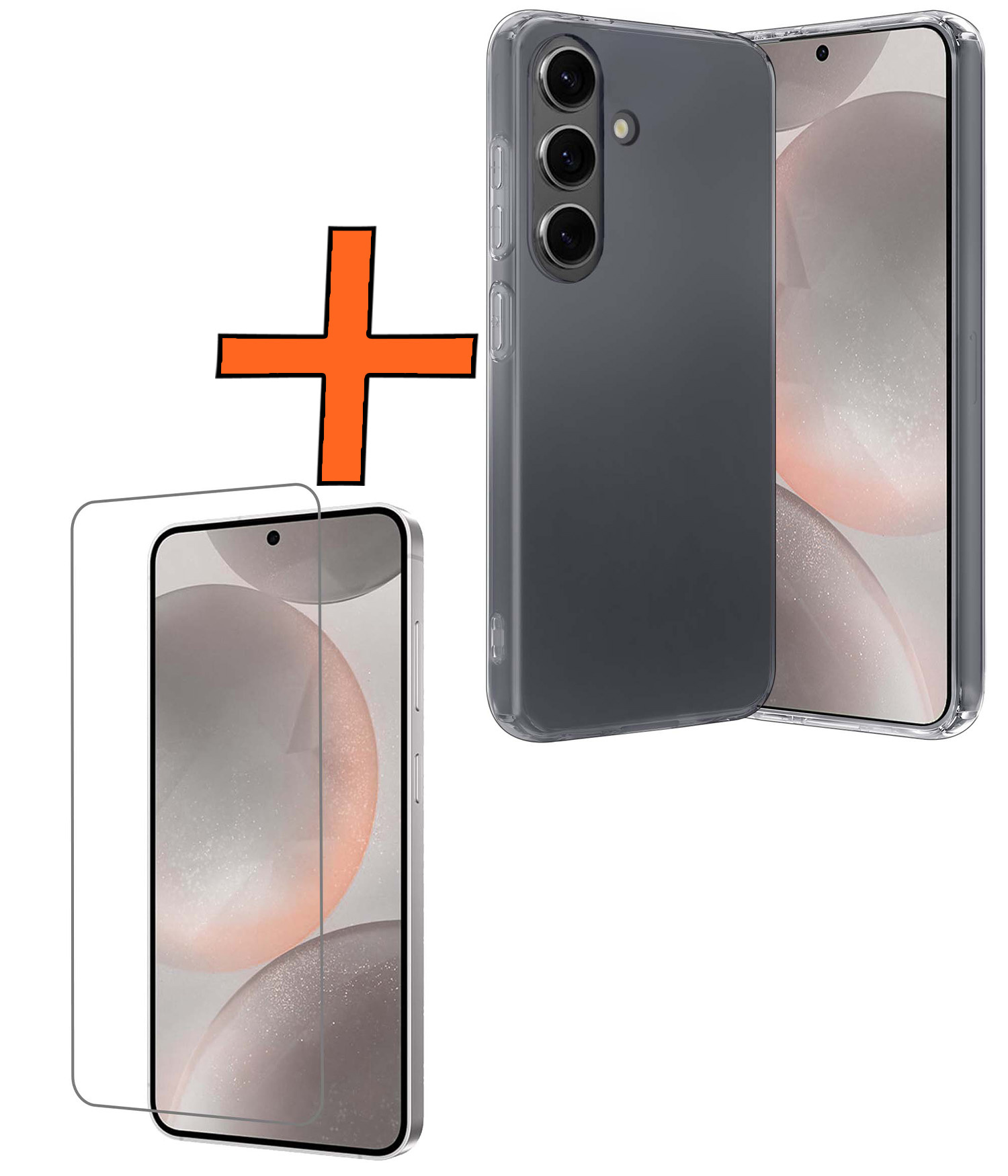 Nomfy Hoesje Geschikt voor Samsung S24 Hoesje Siliconen Cover Case Met Screenprotector - Hoes Geschikt voor Samsung Galaxy S24 Hoes Back Case - Transparant