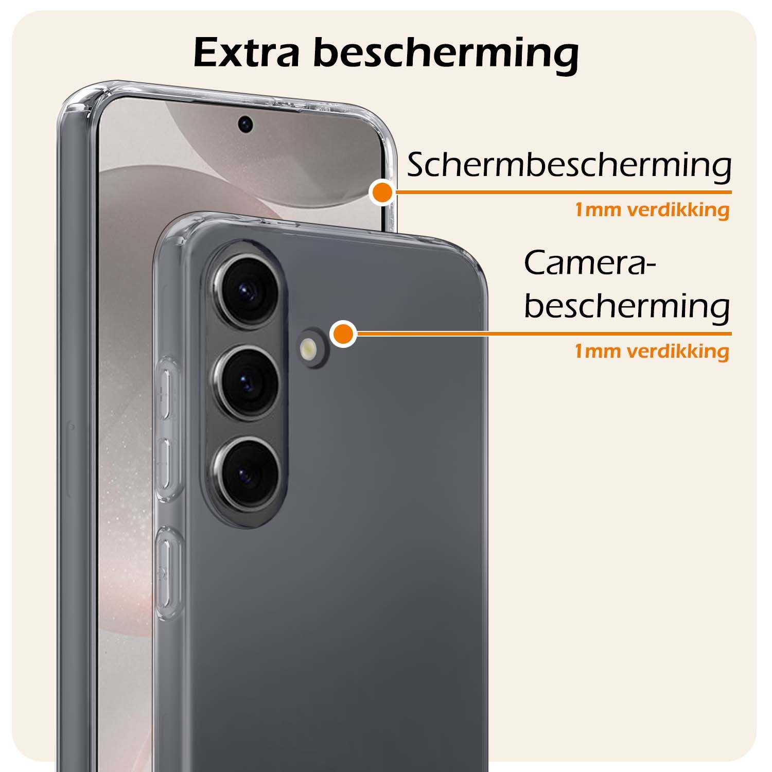 Nomfy Hoesje Geschikt voor Samsung S24 Hoesje Siliconen Cover Case Met Screenprotector - Hoes Geschikt voor Samsung Galaxy S24 Hoes Back Case - Transparant