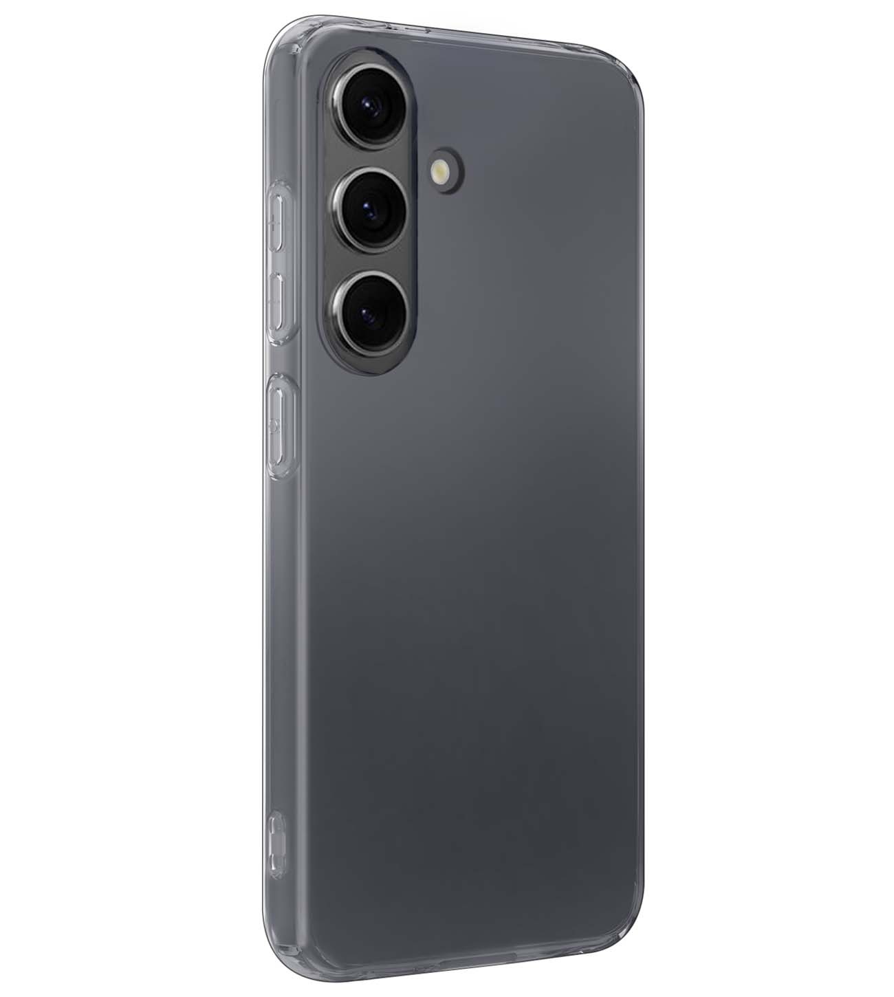 Nomfy Hoesje Geschikt voor Samsung S24 Hoesje Siliconen Cover Case Met Screenprotector - Hoes Geschikt voor Samsung Galaxy S24 Hoes Back Case - Transparant