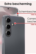 NoXx Hoes Geschikt voor Samsung S24 Hoesje Cover Siliconen Back Case Hoes Met 2x Screenprotector - Transparant