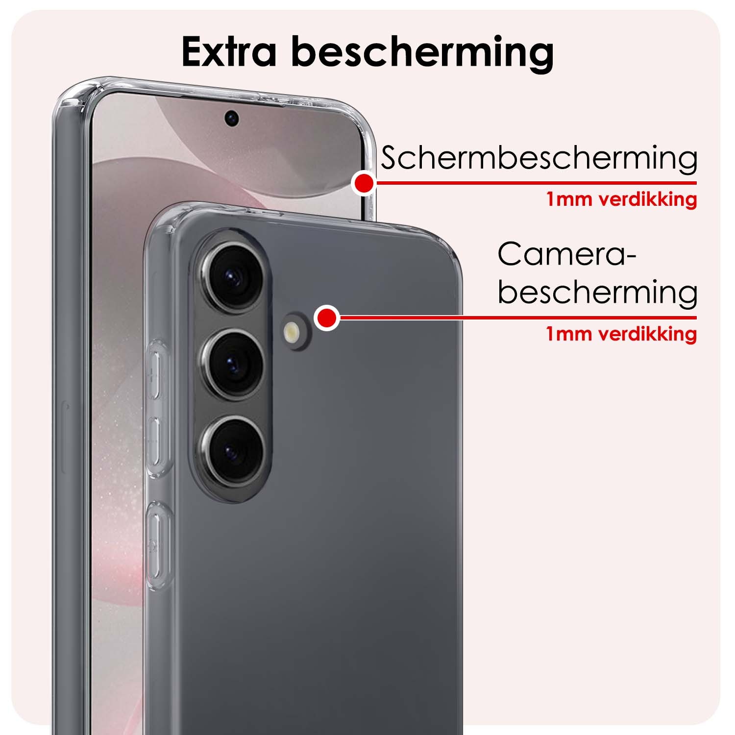 NoXx Hoes Geschikt voor Samsung S24 Hoesje Cover Siliconen Back Case Hoes Met 2x Screenprotector - Transparant