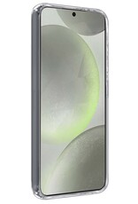 BASEY. Hoes Geschikt voor Samsung S24 Hoesje Siliconen Back Cover Case Met Screenprotector - Hoesje Geschikt voor Samsung Galaxy S24 Hoes Cover Hoesje - Transparant